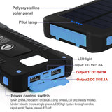 10000mah Waterproof Power Bank with Solar Panel