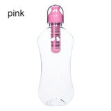 550ML Plactic Water Bottle with Built-In Filter for Outdoors